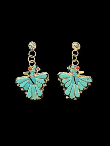 Turquoise Thunderbird Dangle Earrings