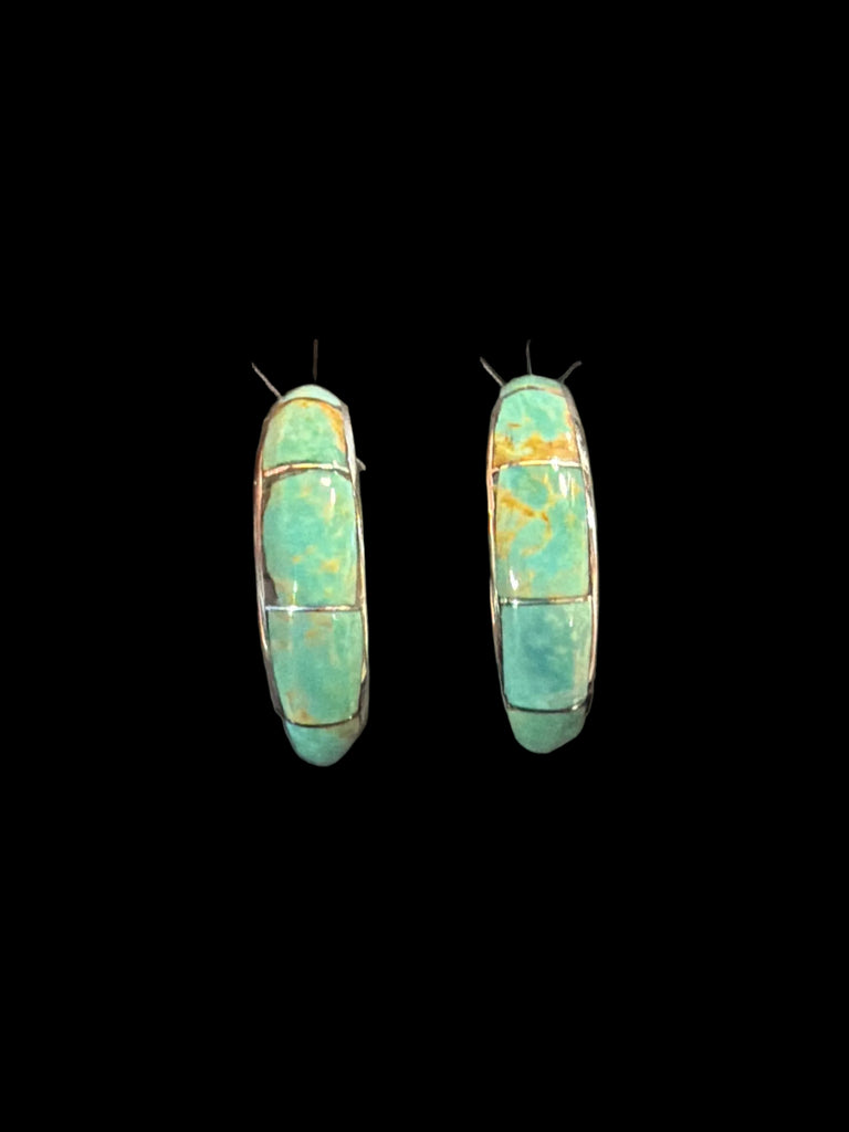 Green Turquoise Half-Hoop Earrings