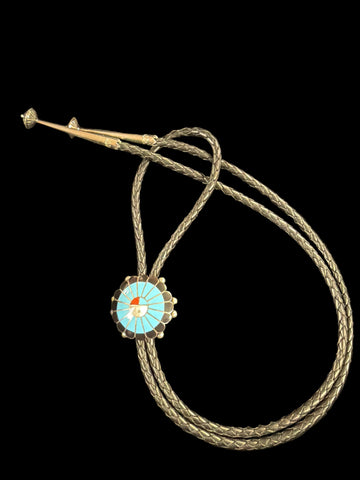 Turquoise Zuni Sunface Bolo Tie