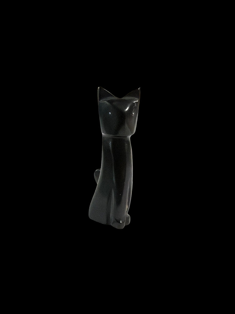 Sitting Black Cat Fetish-Carving