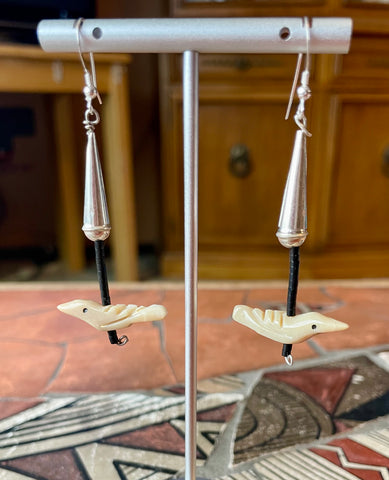 Bird fetish carving earrings