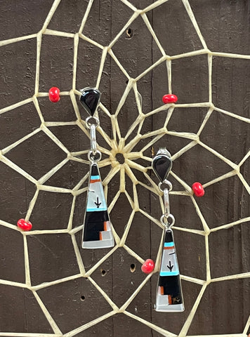 Zuni inlay dangle earrings