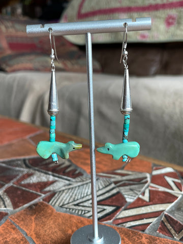 Turquoise bear fetish earrings