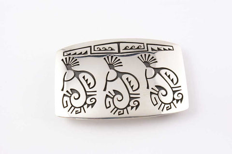 Hopi Overlay Kokopeli Buckle by Floyd Lomakuyvaya - Turquoise Village - 1