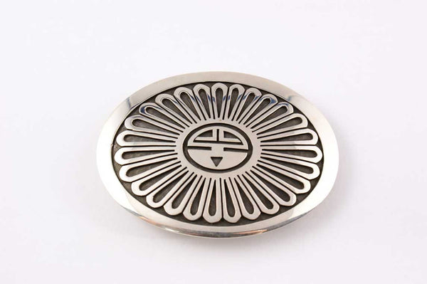 Hopi Overlay Sunface Buckle by Floyd Lomakuyvaya - Turquoise Village - 1