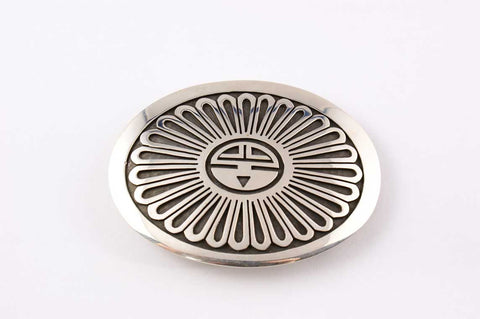 Hopi Overlay Sunface Buckle by Floyd Lomakuyvaya - Turquoise Village - 1