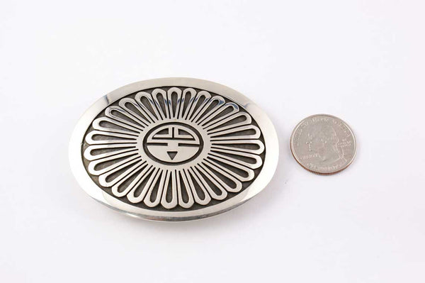 Hopi Overlay Sunface Buckle by Floyd Lomakuyvaya - Turquoise Village - 2
