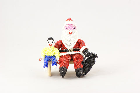 Zuni Native American Beaded Santa & Boy - Turquoise Village