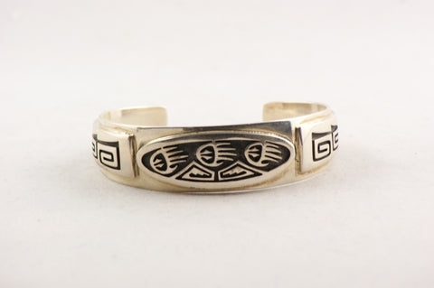 Hopi Overlay Bear Paw Cuff Bracelet by Floyd Lomakuyvaya - Turquoise Village - 1