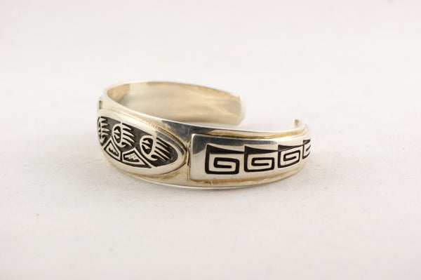 Hopi Overlay Bear Paw Cuff Bracelet by Floyd Lomakuyvaya - Turquoise Village - 2
