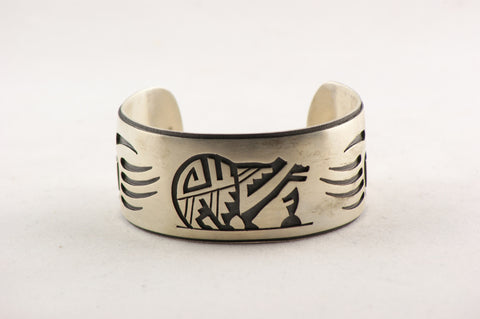 Hopi Overlay Bear Cuff Bracelet by Nathan Fred - Turquoise Village - 1