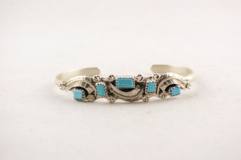 Handmade Zuni Turquoise and Sterling Silver Bracelet by Amy Locaspino - Turquoise Village - 1