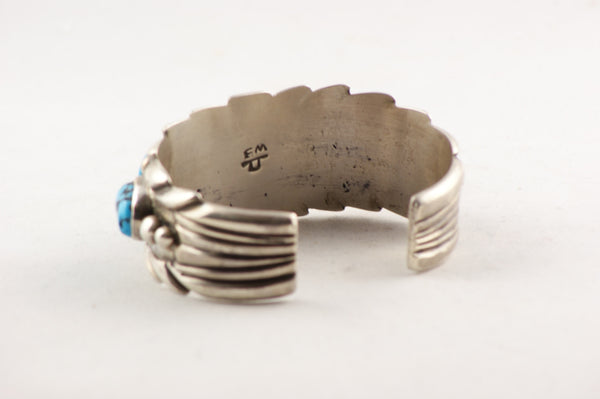 Navajo Turquoise Nugget Cuff Bracelet by Wilson Begay - Turquoise Village - 3