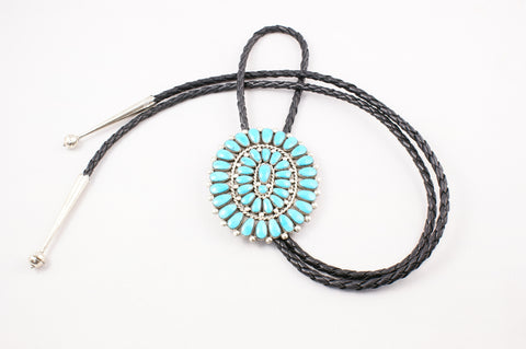 Zuni Turquoise Clusterwork Bolo by Lorraine & Luwayne Waatsa - Turquoise Village