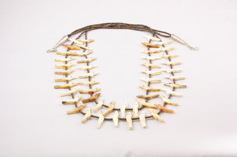 Zuni Two Strand Fossil Ivory Fetish Necklace by Verna Kushana - Turquoise Village