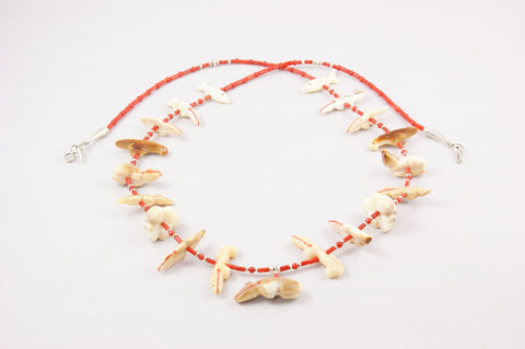 Zuni Ivory & Red Coral Fetish Necklace by Debra Gasper - Turquoise Village - 1