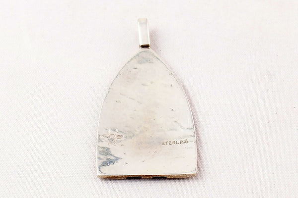 Hopi Overlay Sterling Silver Bear Paw and Pueblo Design Pendant by Ben Mansfield - Turquoise Village - 2