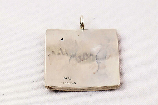 Hopi Overlay Sterling Silver Kokopelli Pendant by Melinda Lucas - Turquoise Village - 2