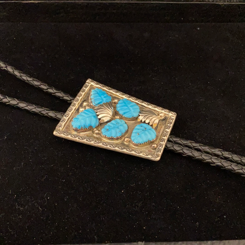 Silver and turquoise bolo tie