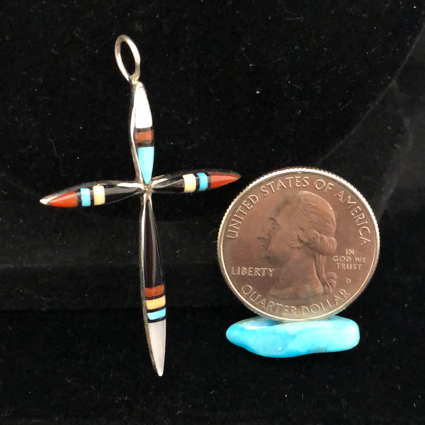 Zuni inlay cross pendant