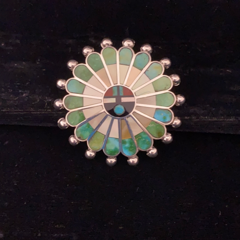 Zuni turquoise inlay pin/penda
