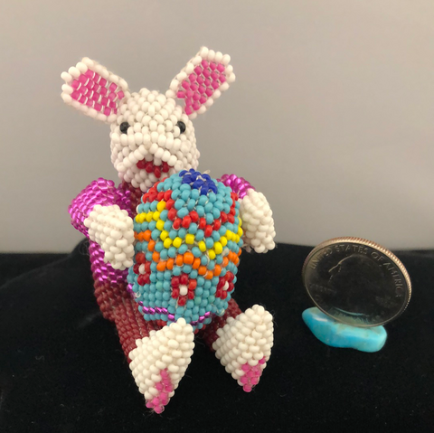 Easter bunny beaded doll
