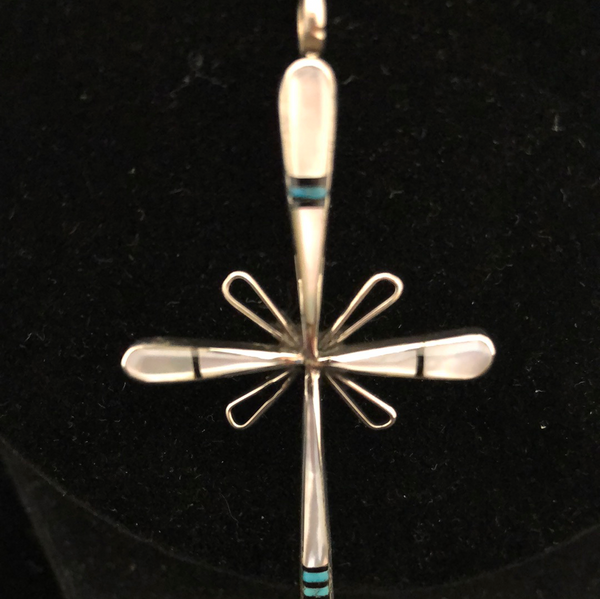 Zuni inlay cross pendant