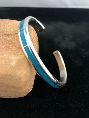 Sterling silver and turquoise channel inlay bracelet