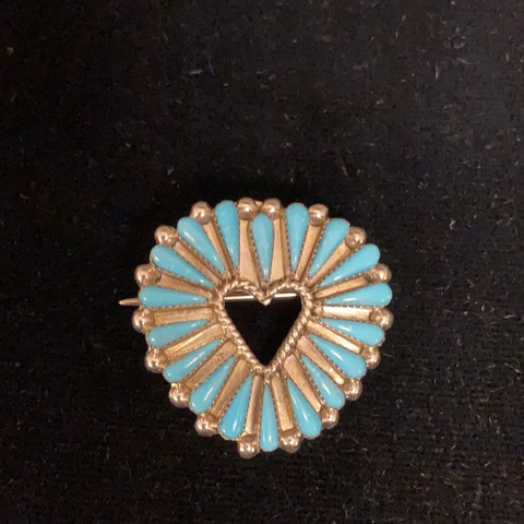 Zuni turquoise heart pin