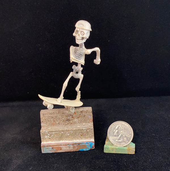 Hand Carved Elk Antler Skeleton Skater Zuni Fetish by Esteban Najera