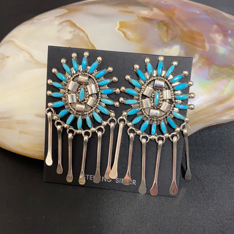 Zuni needlepoint dangle earrings