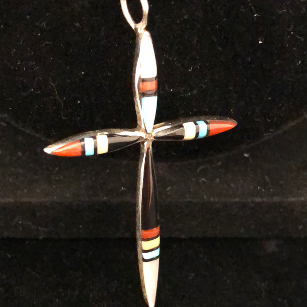 Zuni inlay cross pendant