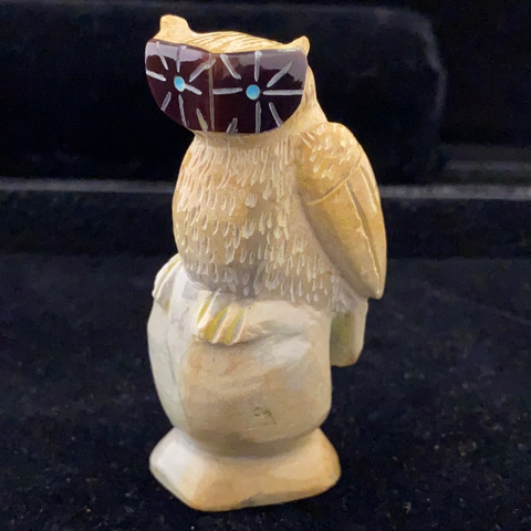 Perched owl fetish carving