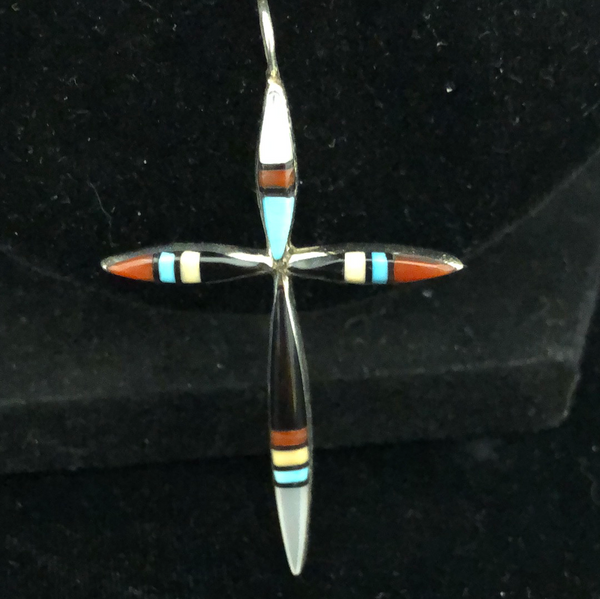 Zuni inlay cross pendant