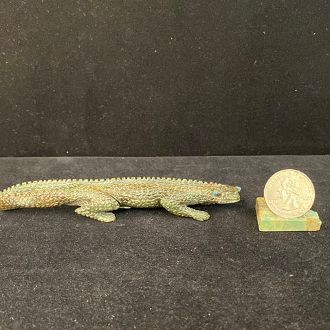 Green Serpentine Lizard Fetish Carving