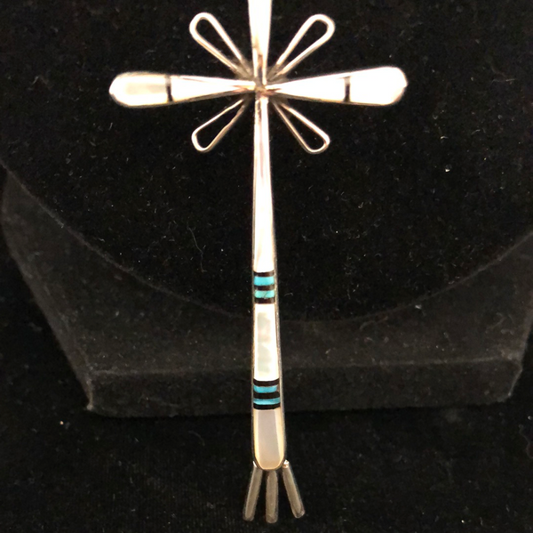 Zuni inlay cross pendant