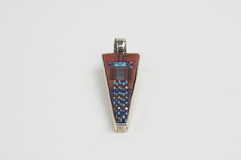 Navajo Micro Inlay Rainbow Man Yei Pendant by Carl & Irene Clark - Turquoise Village - 1