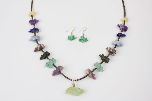 Zuni Multistone Frog Fetish Necklace by Debra Gasper - Turquoise Village - 2