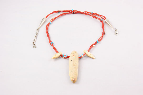Dickie Quandelacy Gold Coral Turquoise Zuni Ring - Hoel's