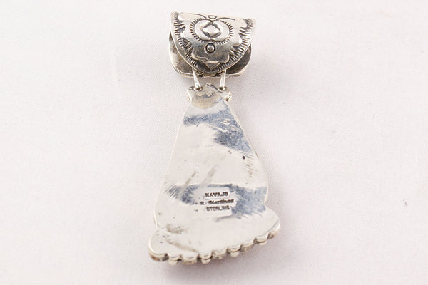 Navajo Turquoise and Red Coral Pendant by Rick Martinez - Turquoise Village - 2