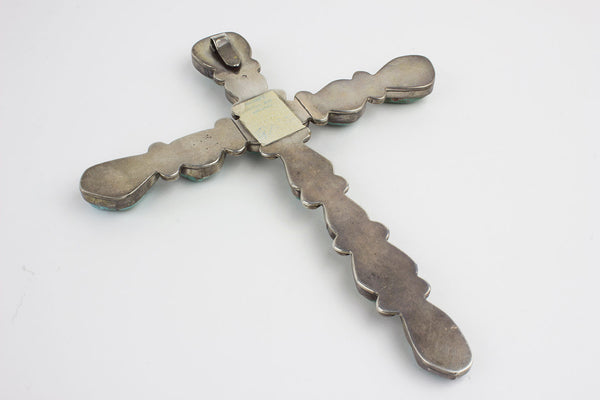 1960s Vintage Navajo Turquoise Cross Pendant - Turquoise Village - 5