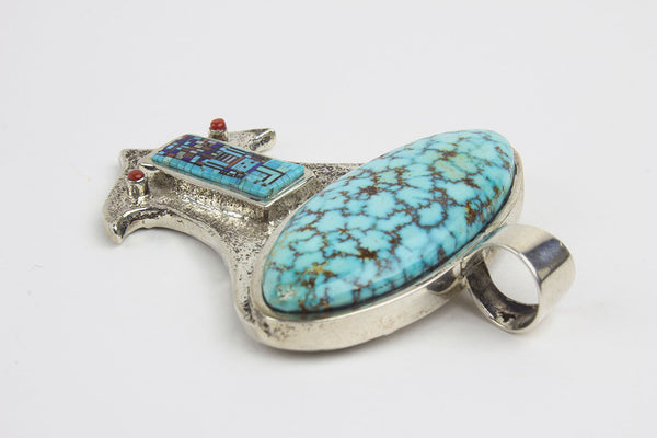 Navajo Micro Inlay Turquoise Pendant by Carl & Irene Clark - Turquoise Village - 3