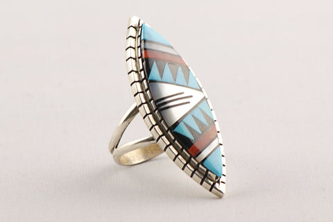 Zuni Inlay Ring by Viola Eriacho - Turquoise Village