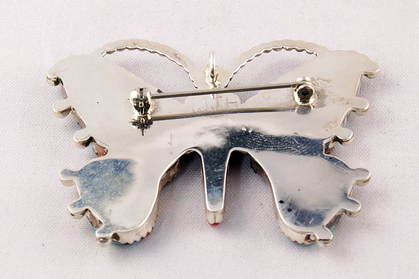 Zuni Multistone Inlay Butterfly Pin and Pendant by Wayne Haloo - Turquoise Village - 2