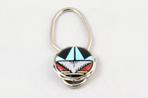 Zuni Multistone Inlay Key Ring by Clarence Booqua - Turquoise Village