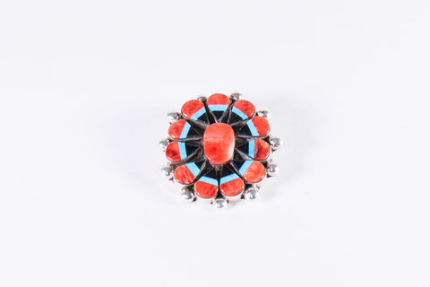 Zuni Multistone Inlay Pin by Jason Bobelu - Turquoise Village - 1