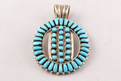 Zuni Petit Point Turquoise Pendant by Jennie Eustace - Turquoise Village - 1