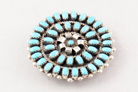 Zuni Petit Point Turquoise Pin and Pendant by Lorencita Walela - Turquoise Village - 1