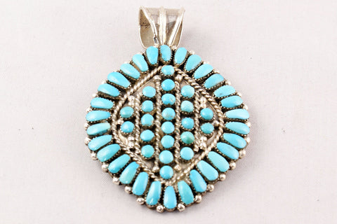 Zuni Turquoise Clusterwork and Snake Eye Pendant by Jennie Eustace - Turquoise Village - 1