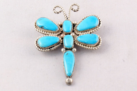 Zuni Turquoise Clusterwork Dragonfly Pin and Pendant by Diane Lonjose - Turquoise Village - 1